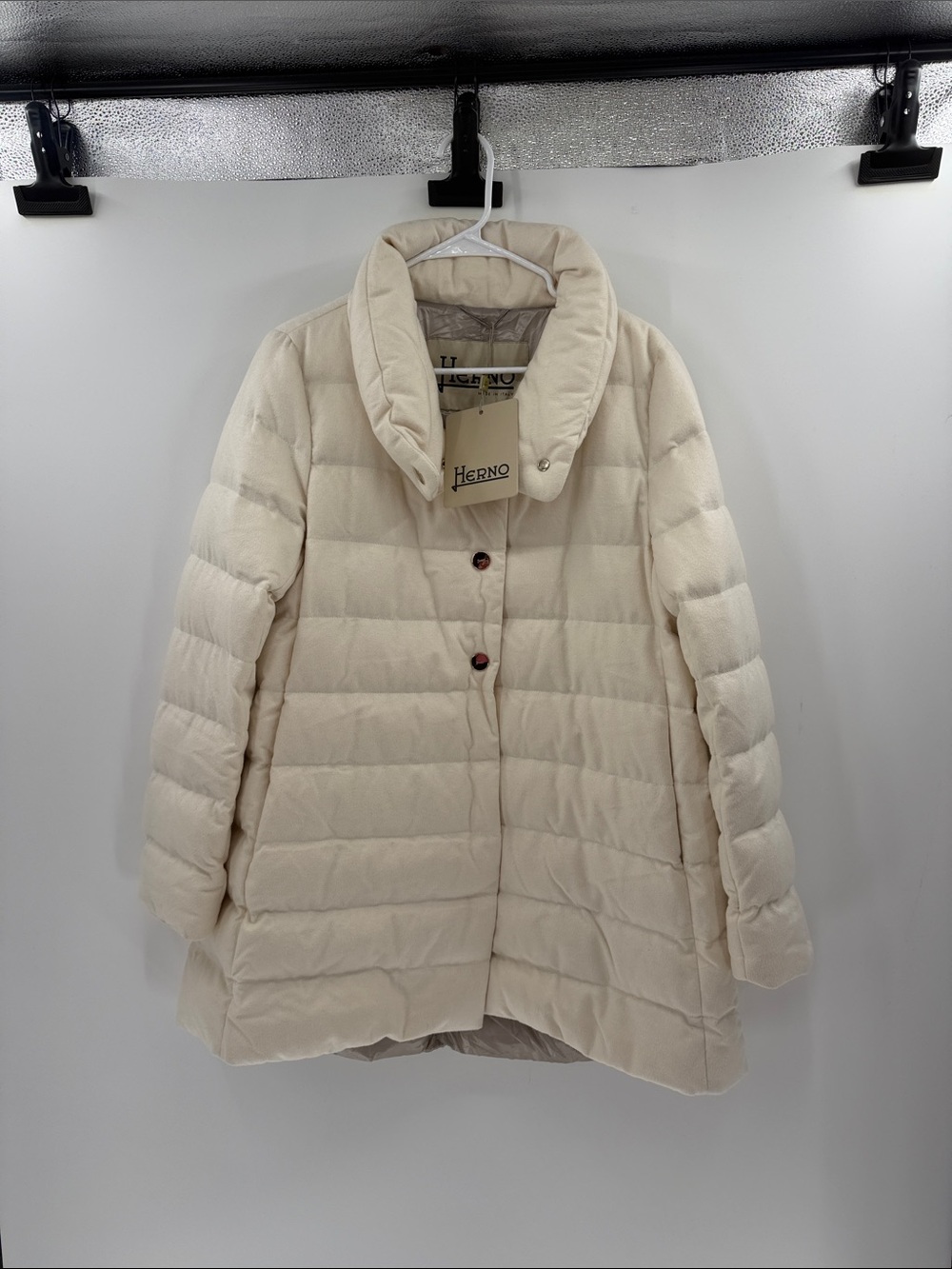 Herno Women's Piumino Donna Medio/Half Coat - Cream  - 48 or US 12 - NWT